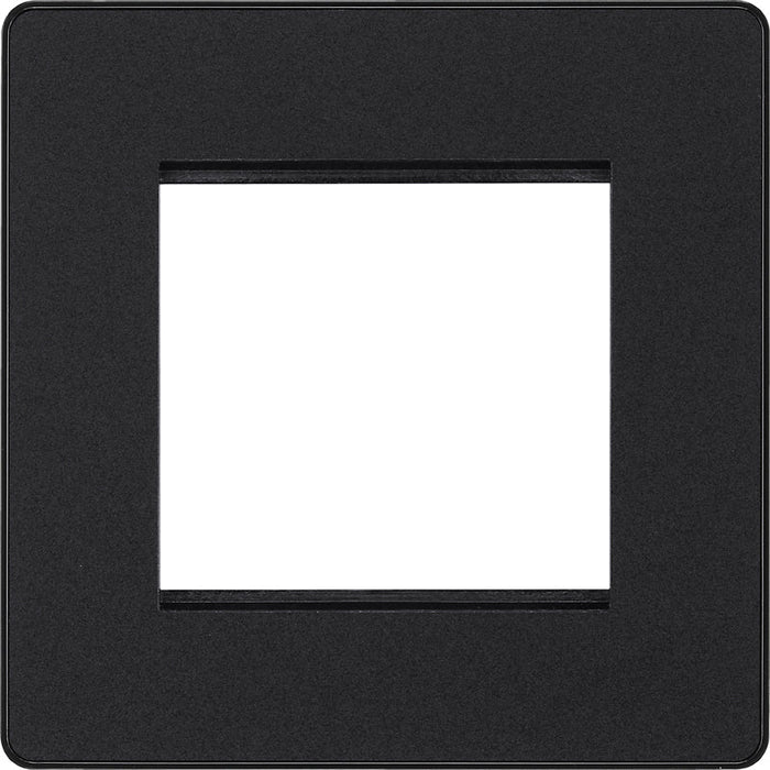 BG Evolve PCDMBEMS2B Twin Euro Module Aperture Single Front Plate (50 x 50) - Matt Black (Black) - westbasedirect.com