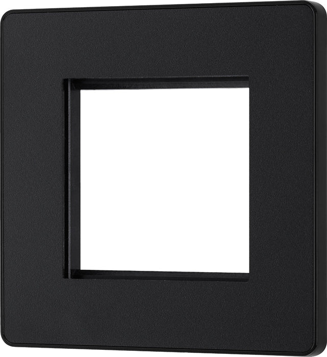 BG Evolve PCDMBEMS2B Twin Euro Module Aperture Single Front Plate (50 x 50) - Matt Black (Black) - westbasedirect.com