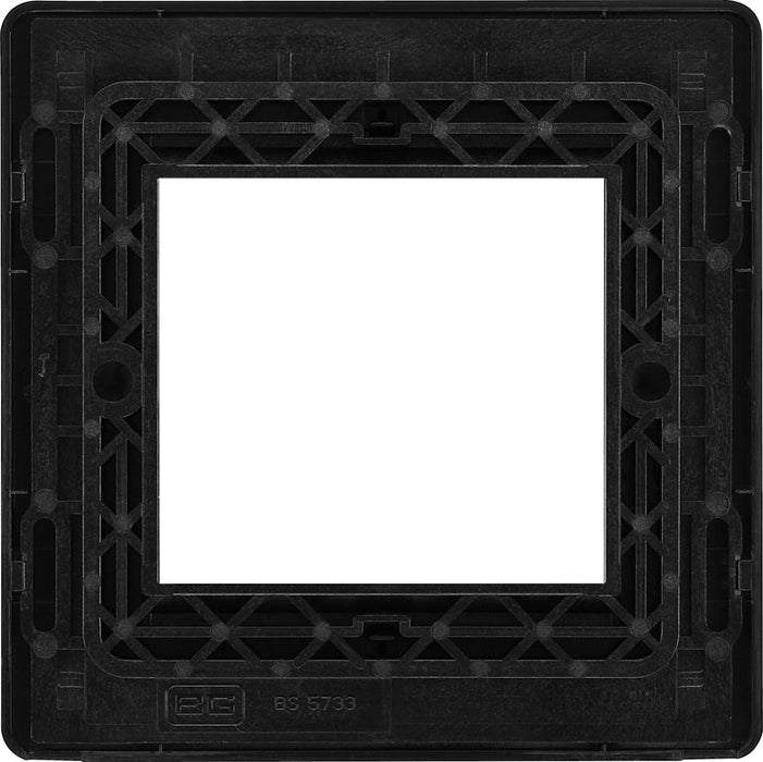 BG Evolve PCDMBEMS2B Twin Euro Module Aperture Single Front Plate (50 x 50) - Matt Black (Black) - westbasedirect.com