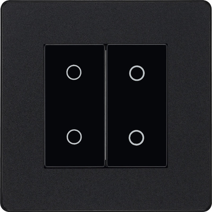 BG Evolve PCDMBTDM2B 2-Way Master 200W Double Touch Dimmer Switch - Matt Black (Black) - westbasedirect.com