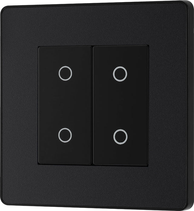 BG Evolve PCDMBTDS2B 2-Way Secondary 200W Double Touch Dimmer Switch - Matt Black (Black) - westbasedirect.com