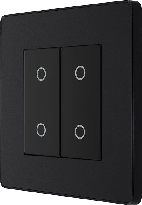 BG Evolve PCDMBTDS2B 2-Way Secondary 200W Double Touch Dimmer Switch - Matt Black (Black) - westbasedirect.com