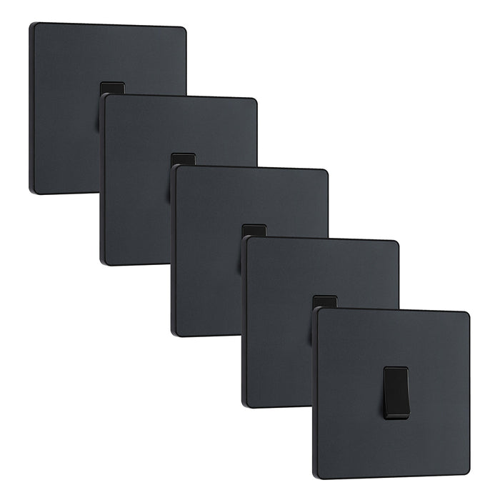 BG Evolve PCDMG12Bx5 20A 16AX 2 Way Single Light Switch - Matt Grey (Black) (5 Pack)