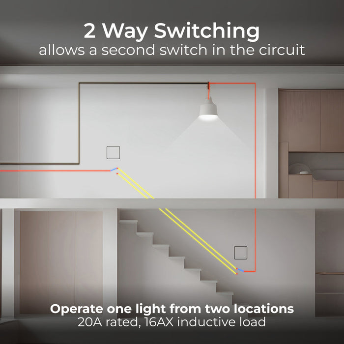 BG Evolve PCDMG12EB 20A 16AX 2 Way Single Light Switch, Edge to Edge Rocker - Matt Grey (Black) - westbasedirect.com