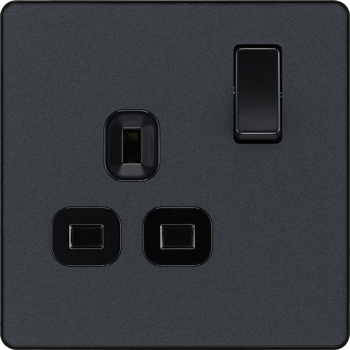 BG Evolve PCDMG21B 13A Single Switched Power Socket - Matt Grey (Black) - westbasedirect.com