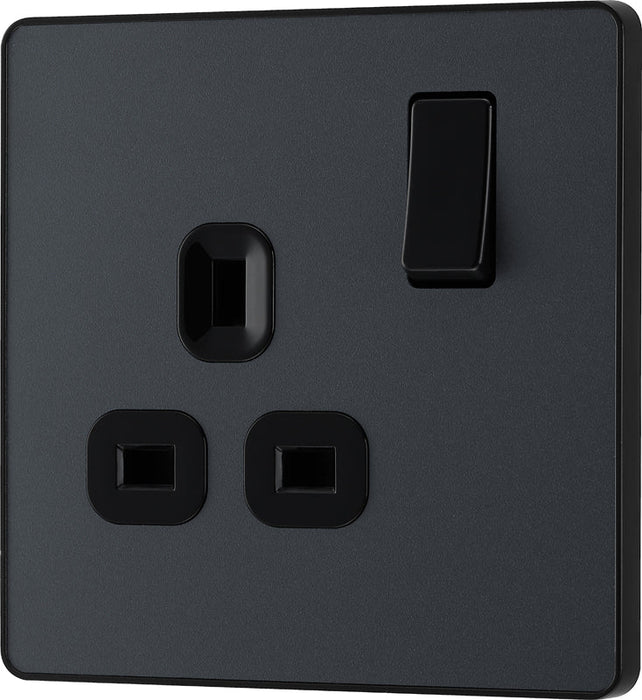 BG Evolve PCDMG21B 13A Single Switched Power Socket - Matt Grey (Black) - westbasedirect.com