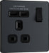 BG Evolve PCDMG21U2B 13A Single Switched Power Socket + 2xUSB(2.1A) - Matt Grey (Black) - westbasedirect.com