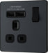 BG Evolve PCDMG21U2B 13A Single Switched Power Socket + 2xUSB(2.1A) - Matt Grey (Black) - westbasedirect.com