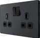 BG Evolve PCDMG22B 13A Double Switched Power Socket - Matt Grey (Black) (5 Pack) - westbasedirect.com