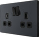 BG Evolve PCDMG22B 13A Double Switched Power Socket - Matt Grey (Black) - westbasedirect.com