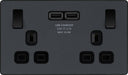 BG Evolve PCDMG22U3B 13A Double Switched Power Socket + 2xUSB(3.1A) - Matt Grey (Black) - westbasedirect.com