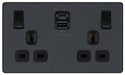 BG Evolve PCDMG22UAC45B 13A Double Switched Power Socket + USB A+C (45W) - Matt Grey (Black) - westbasedirect.com