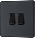 BG Evolve PCDMG42B 20A 16AX 2 Way Double Light Switch - Matt Grey (Black) - westbasedirect.com