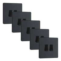 BG Evolve PCDMG42Bx5 20A 16AX 2 Way Double Light Switch - Matt Grey (Black) (5 Pack)