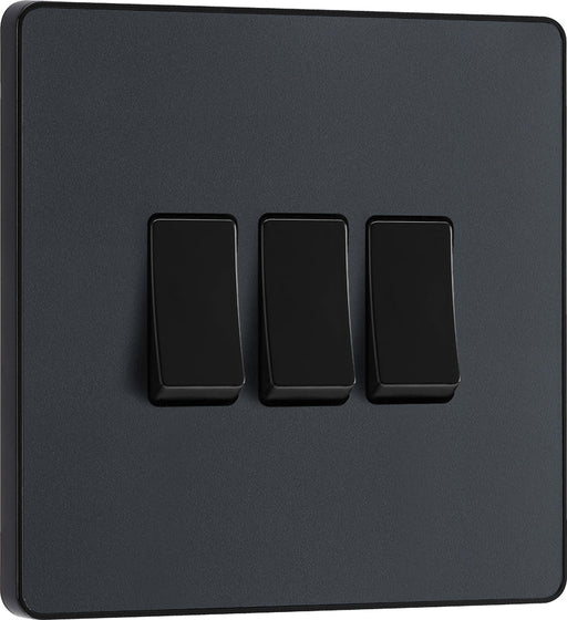 BG Evolve PCDMG43B 20A 16AX 2 Way Triple Light Switch - Matt Grey (Black) - westbasedirect.com