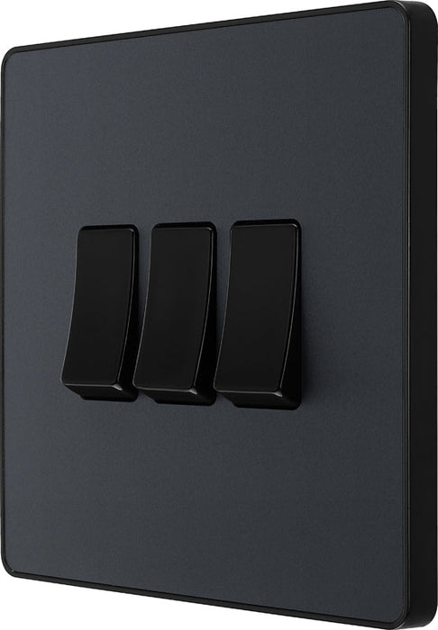 BG Evolve PCDMG43B 20A 16AX 2 Way Triple Light Switch - Matt Grey (Black) - westbasedirect.com