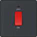 BG Evolve PCDMG74B 45A Double Pole Square Switch with LED Power Indicator - Matt Grey (Black) - westbasedirect.com