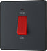 BG Evolve PCDMG74B 45A Double Pole Square Switch with LED Power Indicator - Matt Grey (Black) - westbasedirect.com