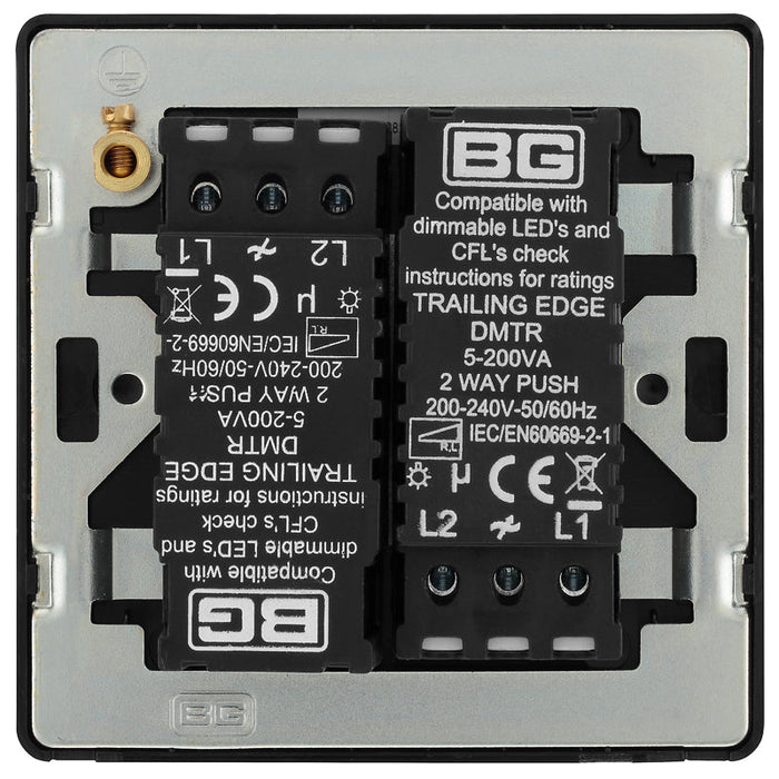 BG Evolve PCDMG82B 2-Way Trailing Edge LED 200W Double Dimmer Switch Push On/Off - Matt Grey (Black) - westbasedirect.com