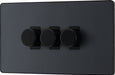 BG Evolve PCDMG83B 2-Way Trailing Edge LED 200W Triple Dimmer Switch Push On/Off - Matt Grey (Black) - westbasedirect.com