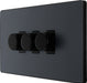 BG Evolve PCDMG83B 2-Way Trailing Edge LED 200W Triple Dimmer Switch Push On/Off - Matt Grey (Black) - westbasedirect.com