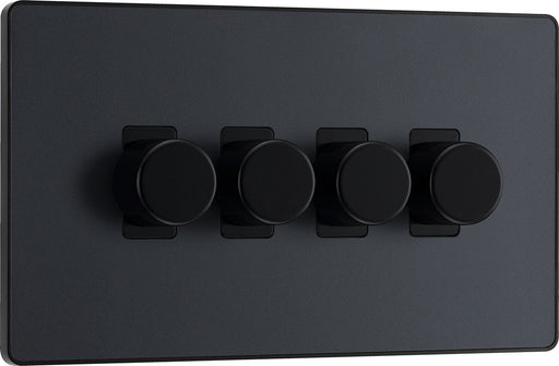 BG Evolve PCDMG84B 2-Way Trailing Edge LED 200W Quadruple Dimmer Switch Push On/Off - Matt Grey (Black) - westbasedirect.com