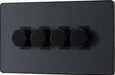 BG Evolve PCDMG84B 2-Way Trailing Edge LED 200W Quadruple Dimmer Switch Push On/Off - Matt Grey (Black) - westbasedirect.com