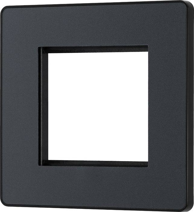 BG Evolve PCDMGEMS2B Twin Euro Module Aperture Single Front Plate (50 x 50) - Matt Grey (Black) - westbasedirect.com