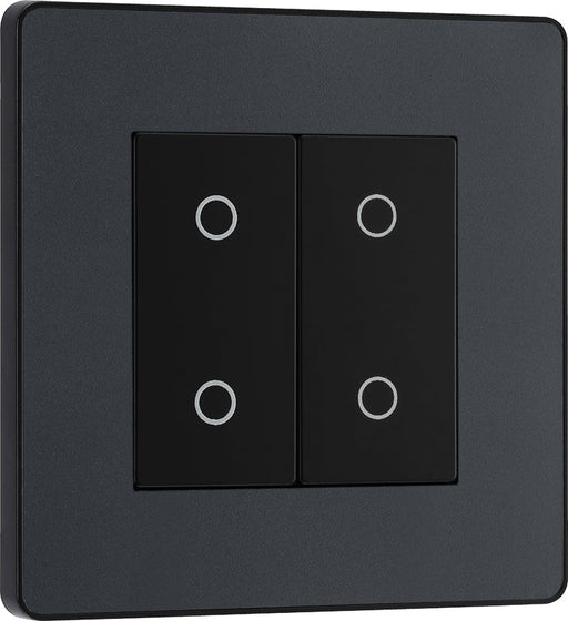 BG Evolve PCDMGTDM2B 2-Way Master 200W Double Touch Dimmer Switch - Matt Grey (Black) - westbasedirect.com