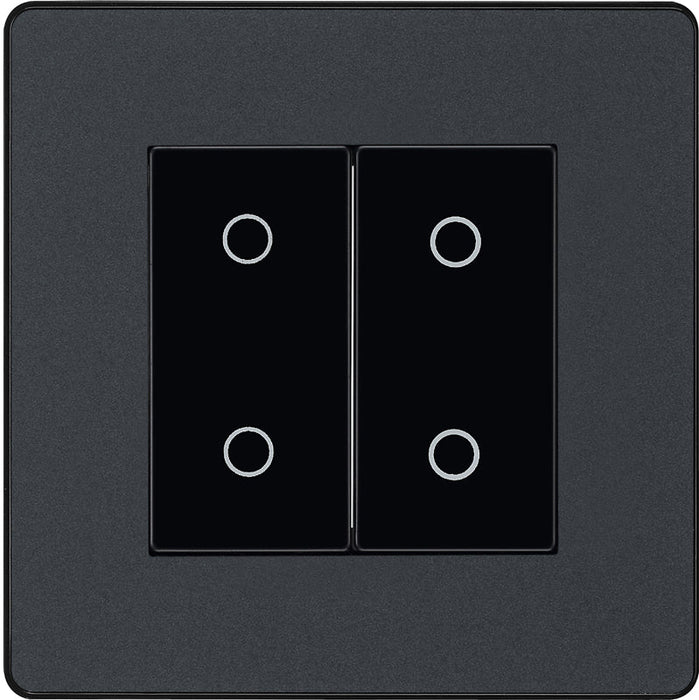 BG Evolve PCDMGTDM2B 2-Way Master 200W Double Touch Dimmer Switch - Matt Grey (Black) - westbasedirect.com