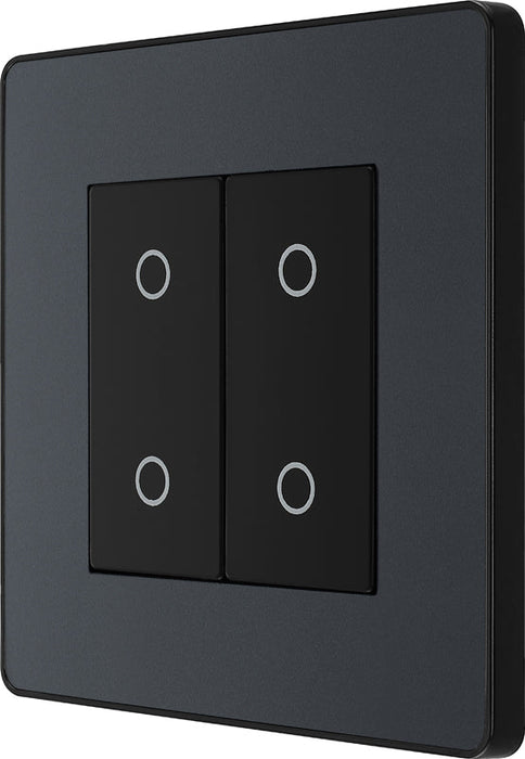 BG Evolve PCDMGTDS2B 2-Way Secondary 200W Double Touch Dimmer Switch - Matt Grey (Black) - westbasedirect.com