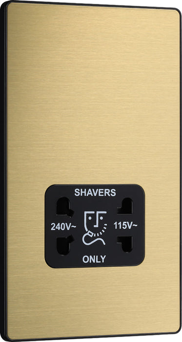 BG Evolve PCDSB20B 115/240V Dual Voltage Shaver Socket - Satin Brass (Black) - westbasedirect.com