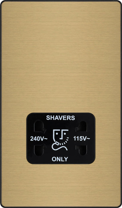 BG Evolve PCDSB20B 115/240V Dual Voltage Shaver Socket - Satin Brass (Black) - westbasedirect.com