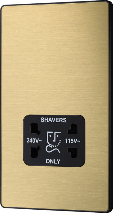 BG Evolve PCDSB20B 115/240V Dual Voltage Shaver Socket - Satin Brass (Black) - westbasedirect.com