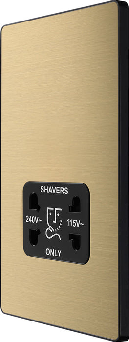 BG Evolve PCDSB20B 115/240V Dual Voltage Shaver Socket - Satin Brass (Black) - westbasedirect.com