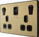 BG Evolve PCDSB22UAC22B 13A Double Switched Power Socket + USB A+C (22W) - Satin Brass (Black) - westbasedirect.com