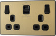 BG Evolve PCDSB22UAC45B 13A Double Switched Power Socket + USB A+C (45W) - Satin Brass (Black) - westbasedirect.com