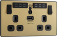 BG Evolve PCDSB22UWRB 13A Double Switched Power Socket + WiFi Extender + 1xUSB(2.1A) - Satin Brass (Black) - westbasedirect.com