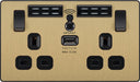 BG Evolve PCDSB22UWRB 13A Double Switched Power Socket + WiFi Extender + 1xUSB(2.1A) - Satin Brass (Black) - westbasedirect.com