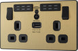 BG Evolve PCDSB22UWRB 13A Double Switched Power Socket + WiFi Extender + 1xUSB(2.1A) - Satin Brass (Black) - westbasedirect.com