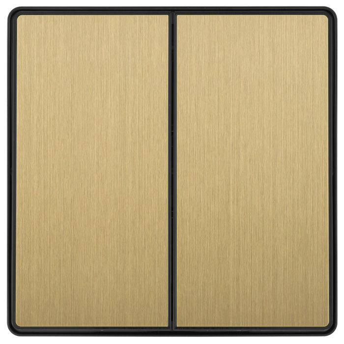 BG Evolve PCDSB42EB 20A 16AX 2 Way Double Light Switch, Edge to Edge Rocker - Satin Brass (Black) - westbasedirect.com