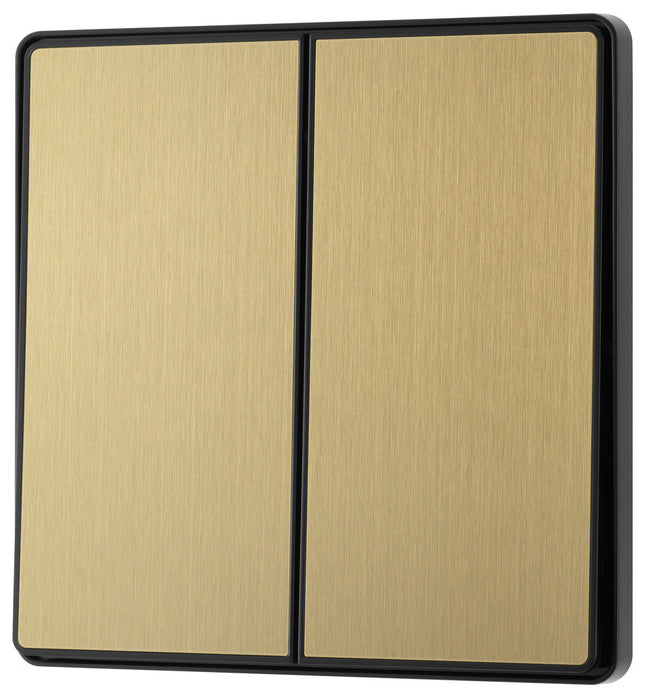 BG Evolve PCDSB42EB 20A 16AX 2 Way Double Light Switch, Edge to Edge Rocker - Satin Brass (Black) - westbasedirect.com