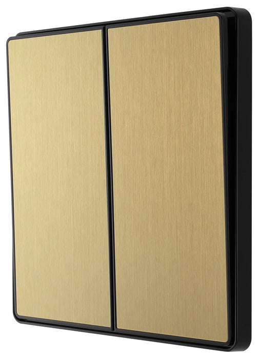 BG Evolve PCDSB42EB 20A 16AX 2 Way Double Light Switch, Edge to Edge Rocker - Satin Brass (Black) - westbasedirect.com