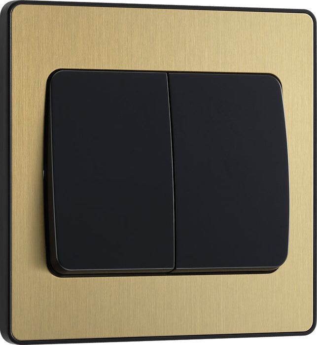 BG Evolve PCDSB42WB 20A 16AX 2 Way Double Light Switch, Wide Rocker - Satin Brass (Black) - westbasedirect.com