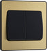 BG Evolve PCDSB42WB 20A 16AX 2 Way Double Light Switch, Wide Rocker - Satin Brass (Black) - westbasedirect.com