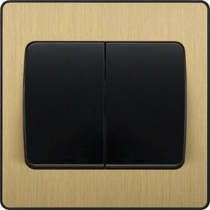 BG Evolve PCDSB42WB 20A 16AX 2 Way Double Light Switch, Wide Rocker - Satin Brass (Black) - westbasedirect.com