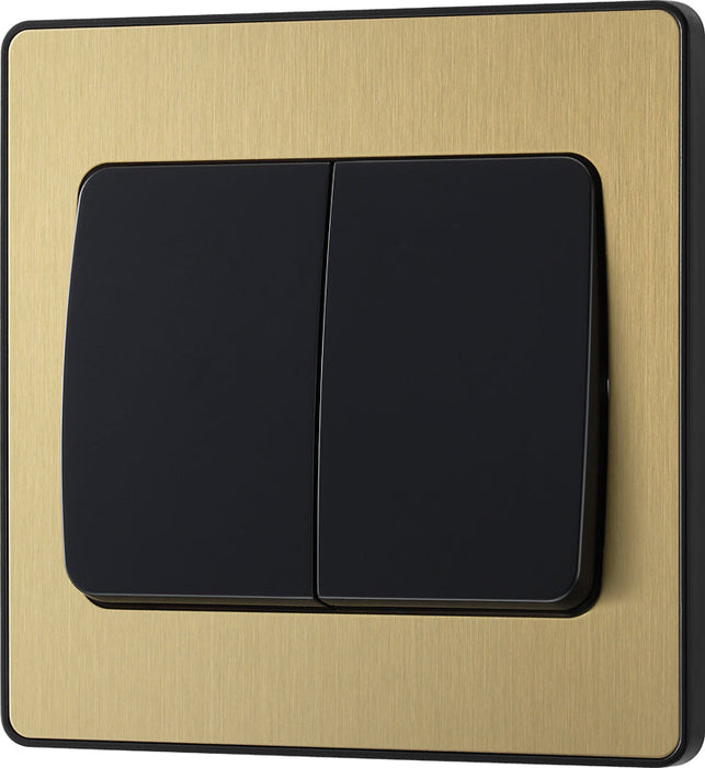 BG Evolve PCDSB42WB 20A 16AX 2 Way Double Light Switch, Wide Rocker - Satin Brass (Black) - westbasedirect.com