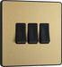 BG Evolve PCDSB43B 20A 16AX 2 Way Triple Light Switch - Satin Brass (Black) - westbasedirect.com