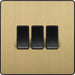 BG Evolve PCDSB43B 20A 16AX 2 Way Triple Light Switch - Satin Brass (Black) - westbasedirect.com