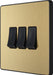 BG Evolve PCDSB43B 20A 16AX 2 Way Triple Light Switch - Satin Brass (Black) - westbasedirect.com